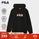 FILA 斐樂(lè )情侶款男女連帽衛衣2025冬季新款休閑寬松加絨保暖長(cháng)袖上衣 【加絨款】正黑色-BK L 175/96A/L
