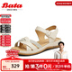 Bata一字帶涼鞋女2025夏季商場(chǎng)新款羊皮百搭厚底軟底涼鞋AVX07BL5七夕 米白/銀 37
