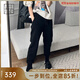 美洋（MEIYANG）【60系列】方糖休閑褲熱巖絨長(cháng)絨棉立體束腳衛褲新款顯瘦休閑長(cháng)褲 黑色 XL