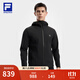 FILA 斐樂(lè )官方男士針織連帽外套2025秋新款健身運動(dòng)防曬寬松上衣 深黑-BK L 175/96A/L