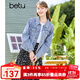 百圖betu女裝春季新款短外套翻領(lǐng)減齡釘珠長(cháng)袖牛仔外套女2301T34 牛仔色 XS