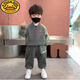 G.duck童裝男童秋裝套裝2025新款寶寶衣服兒童衛衣兩件套小孩春秋季帥氣 灰色拼色套裝 100 cm 建議身高83-90厘米