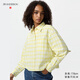 優(yōu)衣庫合作款/女裝牛津紡箱型襯衫/格紋長(cháng)袖襯衣484929 43 黃色 M
