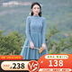 煙花燙秋冬新款針織連衣裙氣質(zhì)簡(jiǎn)約2025年高級感女裝通勤網(wǎng)紗裙子 夢(mèng)尤 灰藍色（僅售連衣裙，無(wú)馬甲） M