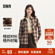 森馬（Semir）長袖襯衫女中長款慵懶寬松落肩秋季chic復古格紋襯衣101524105004