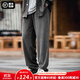 馬登工裝復古條絨針織衛褲松緊腰抽繩運動(dòng)褲直筒闊腿長(cháng)褲子男秋 深灰色 M
