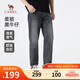 駱駝（CAMEL）男裝牛仔褲男士寬松直筒褲子舒適水洗戶(hù)外休閑牛仔長(cháng)褲M(mǎn)15BAJB097
