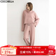 COCOBELLA氣質(zhì)粉高腰直筒褲女25秋冬闊腿褲加絨休閑長(cháng)褲PA932 粉色 M