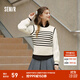 森馬（Semir）森馬針織衫女短款假兩件條紋氣質(zhì)2024春套頭衫通勤 白黑色調00319 M 160/84A