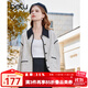 百圖betu女裝秋季新款短外套翻領(lǐng)小香風(fēng)撞色邊格紋外套女2309T57 米白 M