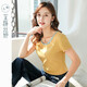 艾路絲婷條紋短袖T恤女裝夏裝新款韓版顯瘦上衣圓領(lǐng)體恤31008 黃白條紋 XXL