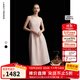 朗姿2025夏季新款優(yōu)雅一字領(lǐng)無(wú)袖連衣裙女高端法式修身收腰裙子 淡粉色 M