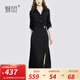 魅斑高級設計感法式復古性感開(kāi)叉連衣裙女2024春季新款顯瘦小黑裙 黑色 2XL