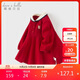 戴維貝拉兒童棉連衣裙女童學(xué)院風(fēng)紅色公主裙裙女寶秋裝