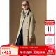 ELLE KIDS童裝 雙排扣英倫風(fēng)衣女童秋季新款復古中長(cháng)款可收腰外套 卡其色 165