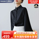 Amerpin國際一線(xiàn)品牌真絲襯衫女100%桑蠶絲真絲高檔襯衫真絲襯衫女長(cháng)袖 黑色（高檔禮盒包裝） M （建議100-110斤）