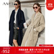 AMII女裝2025極簡(jiǎn)優(yōu)雅氣質(zhì)綿羊毛雙面呢女冬季新款配腰帶寬松 冷杏色 S 155/80A