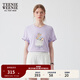 Teenie Weenie小熊女裝圓領(lǐng)T恤2025夏季新款活力運動(dòng)休閑寬松短袖 淺紫色 L