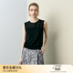 顏域天絲白色無(wú)袖背心女2025早春新款氣質(zhì)通勤內搭圓領(lǐng)女士上衣 黑色 2XL