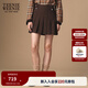 Teenie Weenie小熊女裝半身裙2025秋新款氣質(zhì)學(xué)院風(fēng)簡(jiǎn)約刺繡百褶裙 棕色 M