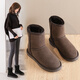 ZHR雪地靴女反絨牛皮靴子女保暖加絨短靴女圓頭女靴 P71 咖啡色 40