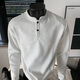 Homlean美式亨利領(lǐng)長(cháng)袖T恤男款秋冬季新款寬松正肩休閑polo衫HB98白灰XL