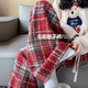 艾卡諾 I.KARNOW女童加絨褲子秋冬季加厚闊腿褲兒童2025新款紅色毛呢格子大童套裝 15190紅色 加絨加厚 140