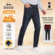 霞湖世家【含綿羊毛牛仔褲】 秋冬新款厚款保暖棉彈直筒男褲 N376 【九分褲】常規版-黑灰 29 （100-119斤）