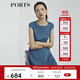 PORTS寶姿商場(chǎng)同款新品女裝氣質(zhì)純色修身短袖連衣裙LL8N021RWE005 灰燼藍 L (8)