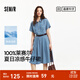 森馬（Semir）森柔牛仔|牛仔連衣裙女收腰翻領(lǐng)港風(fēng)2025夏季新款涼感中長(cháng)裙 牛仔藍灰88401 M 160/84A