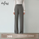 伊芙麗（eifini）蔣欣代言簡(jiǎn)約百搭高包容度休閑針織直筒長(cháng)褲秋季新款通勤女下裝 原絨咖常規版 M /105-120斤