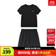 安德瑪（Under Armour）兒童夏季運動(dòng)套裝夏款短褲短袖套裝男大童短袖梭織短褲套裝 黑T黑短褲 150