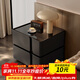 蔓斯菲爾實(shí)木床頭柜智能帶燈臥室2025新款款輕奢高級感小型床邊柜收納柜子 黑色【鋼化玻璃面+舒適貓爪皮】 實(shí)木框架+整裝發(fā)貨-40x40x50cm