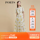 PORTS寶姿商場(chǎng)同款2022春夏新款女裝“絢爛夏花”印花連衣長(cháng)裙 亞麻淺金印花 M (6)
