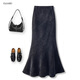 卡詩(shī)茉/高級感魚(yú)尾裙秋冬雪尼爾半身裙女2025款高腰百搭顯瘦女裙 黑色 M