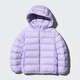 優(yōu)衣庫童裝男童女童高級輕型羽絨連帽外套帽子可拆卸471377 71 淺藍紫色 140