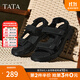 TATA/他她2025夏商場(chǎng)同款時(shí)尚百搭舒適厚底涼鞋男新款27B17BL5 黑色 42