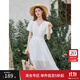 范思藍恩法式泡泡袖V領(lǐng)修身顯瘦連衣裙女夏季2025新款裙子2394 月光白 M