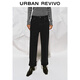 UR2025秋季新款女裝復古休閑卷邊高腰直筒牛仔長(cháng)褲UWB850007 黑色 28