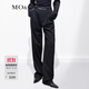 MO&Co.休閑褲輕運(yùn)動(dòng)風(fēng)橡筋拼接高腰西褲精裁及地直筒通勤女摩安珂 黑色-第2批 M 165