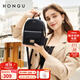 紅谷（HONGU）雙肩包女新款休閑頭層牛皮雙肩包簡(jiǎn)約潮女士背包生日禮物 漆黑