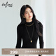 伊芙麗（eifini）蔣欣代言【100%綿羊毛可機洗揚子紗】半高領(lǐng)厚針織衫25秋款 黑色 半高領(lǐng) M 105-115斤