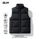 GLM棉馬甲男秋冬季外套男純色立領(lǐng)坎肩保暖背心休閑棉服外套黑色2XL