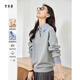 梵希蔓襯衫領(lǐng)拼接假兩件衛衣女秋學(xué)院風(fēng)寬松長(cháng)袖上衣外套 花灰色   M   