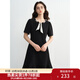 獨束大碼女裝2025夏新款波點(diǎn)飄帶連衣裙微胖收腰赫本風(fēng)氣質(zhì)小黑裙 烏梅黑-短款 3XL （尺碼：5）