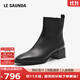 萊爾斯丹2025秋冬真皮法式粗跟馬丁靴瘦瘦靴短靴女5T44931 黑色 BKK 39