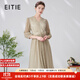 愛(ài)特愛(ài)（EITIE）法式優(yōu)雅氣質(zhì)收腰顯瘦百褶網(wǎng)紗亮絲連衣裙春秋新款A2407337 香檳白13 L 165