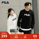 FILA 斐樂(lè )官方情侶款套頭衛衣25秋冬季新款休閑寬松長(cháng)袖加絨保暖上衣 【常規款】正黑色-BK M 170/92A/M