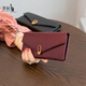 袋鼠真皮女士錢(qián)包純色長(cháng)款百搭手拿包簡(jiǎn)約時(shí)尚牛皮錢(qián)夾一體皮夾子女款 酒紅