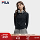 FILA 斐樂(lè )官方女子針織長(cháng)袖衫2025秋新款時(shí)尚休閑簡(jiǎn)約修身短款長(cháng)T 正黑色-BK L 170/88A/L